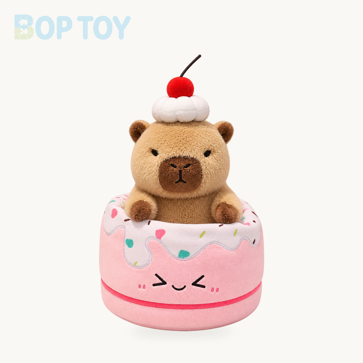 Ice Cream Capybara Plush Toy - Soft Dessert Animal & Nest, 8-13" | 20-33 cm – Pink cake / 20cm, Pink cake / 33cm