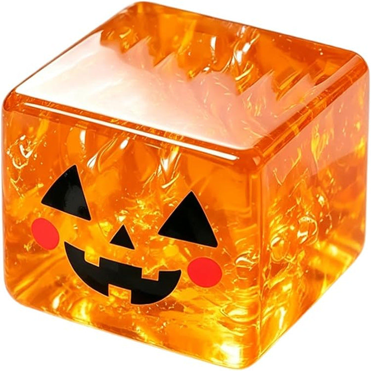 Halloween Stress Cube Squishy Fidget Toy Slow Rising Ice Cube Stress Balls - Pumpkin / 5.5CM