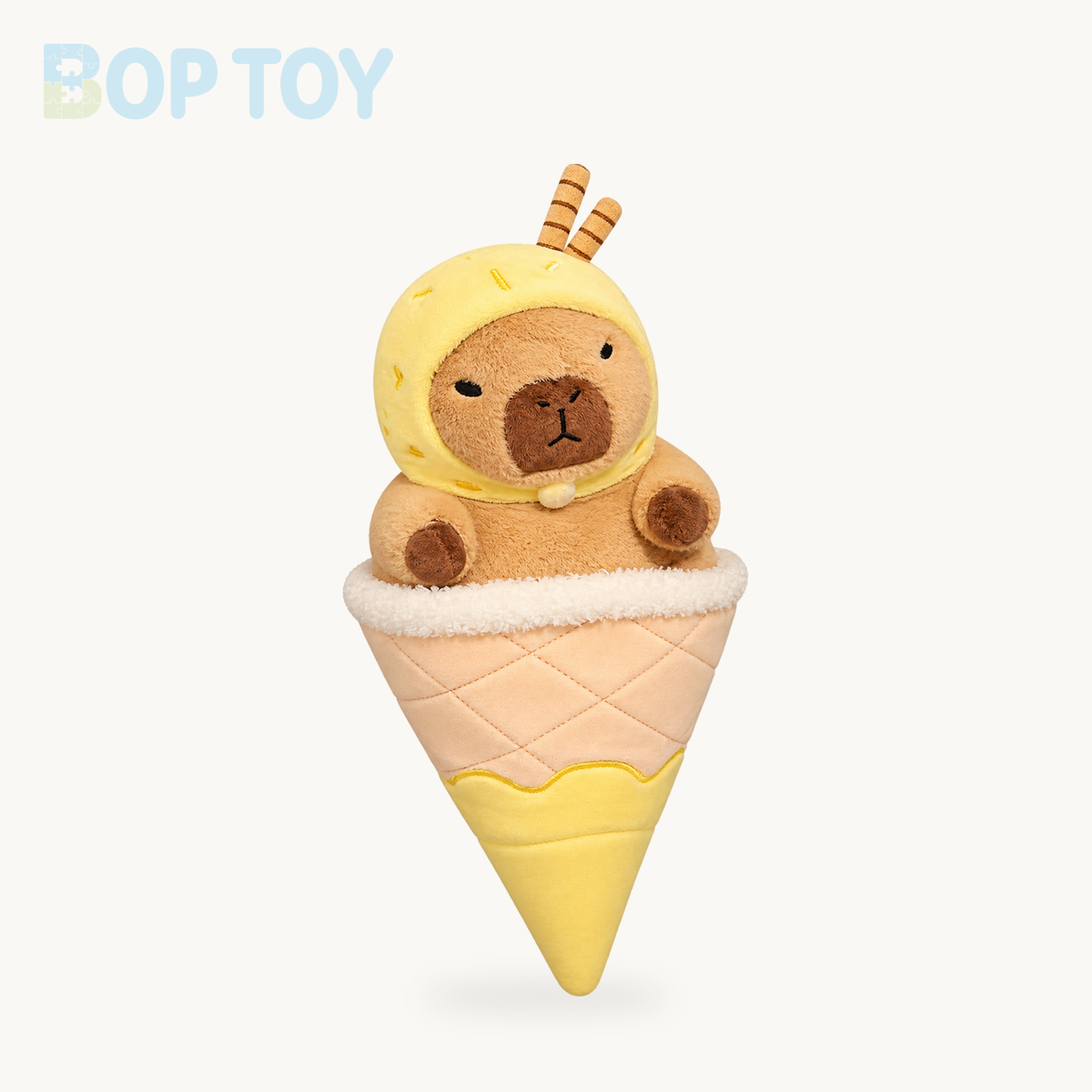 Ice Cream Capybara Plush Toy - Soft Dessert Animal & Nest, 8-13" | 20-33 cm – Yellow ice cream / 20cm, Yellow ice cream / 33cm
