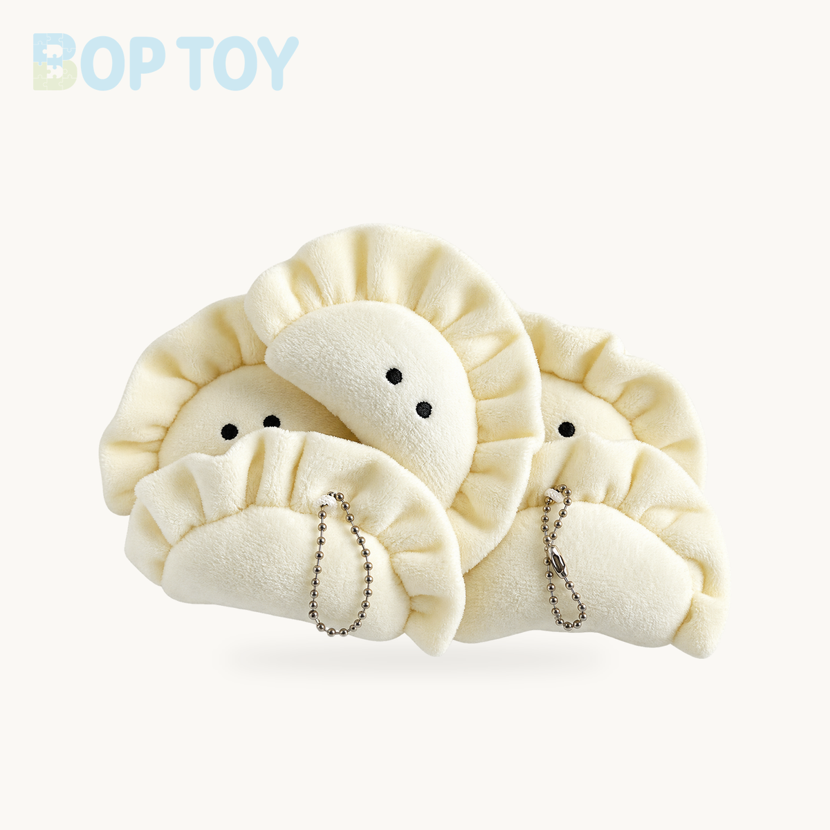 Dumpling Plush Keychain - Mini Soft Food Charm – White  - 5pcs