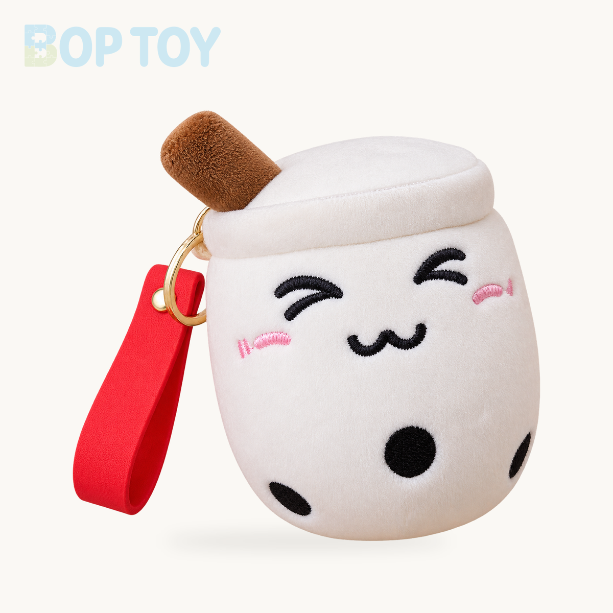 Plushie Bubble Tea Keychain, 12 Varieties, 4" | 10 cm – white close