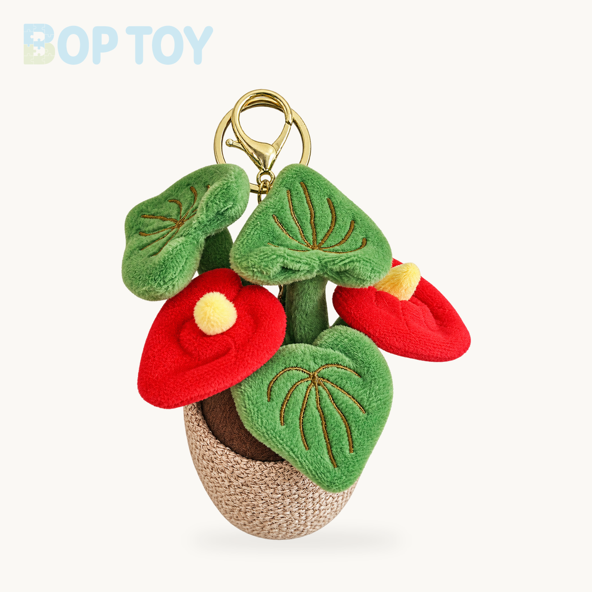 Smiling Anthurium Plush | Potted Flower Doll & Keychain Pendant – Red anthurium / 10cm pendant, Red anthurium / 35cm doll