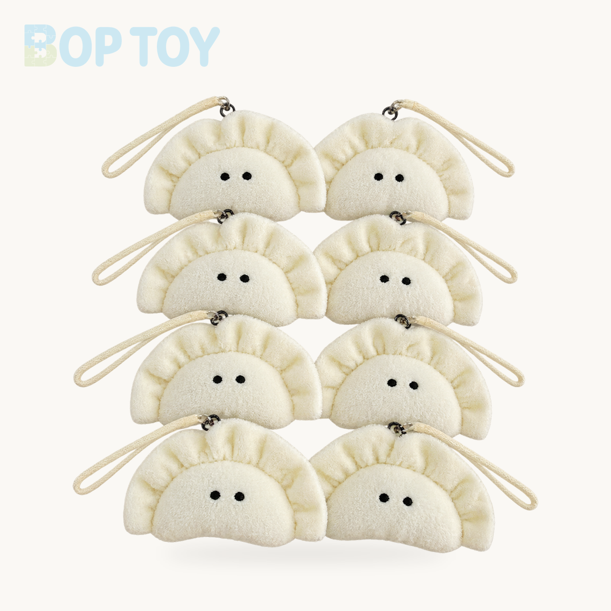 Dumpling Plush Keychain - Mini Soft Food Charm – White   - 10pcs