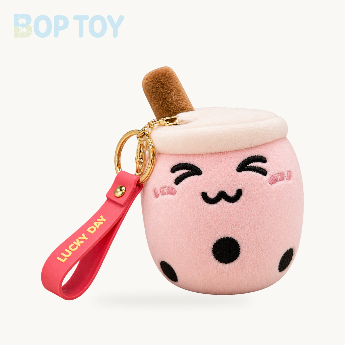 Plushie Bubble Tea Keychain, 12 Varieties, 4" | 10 cm – pink close