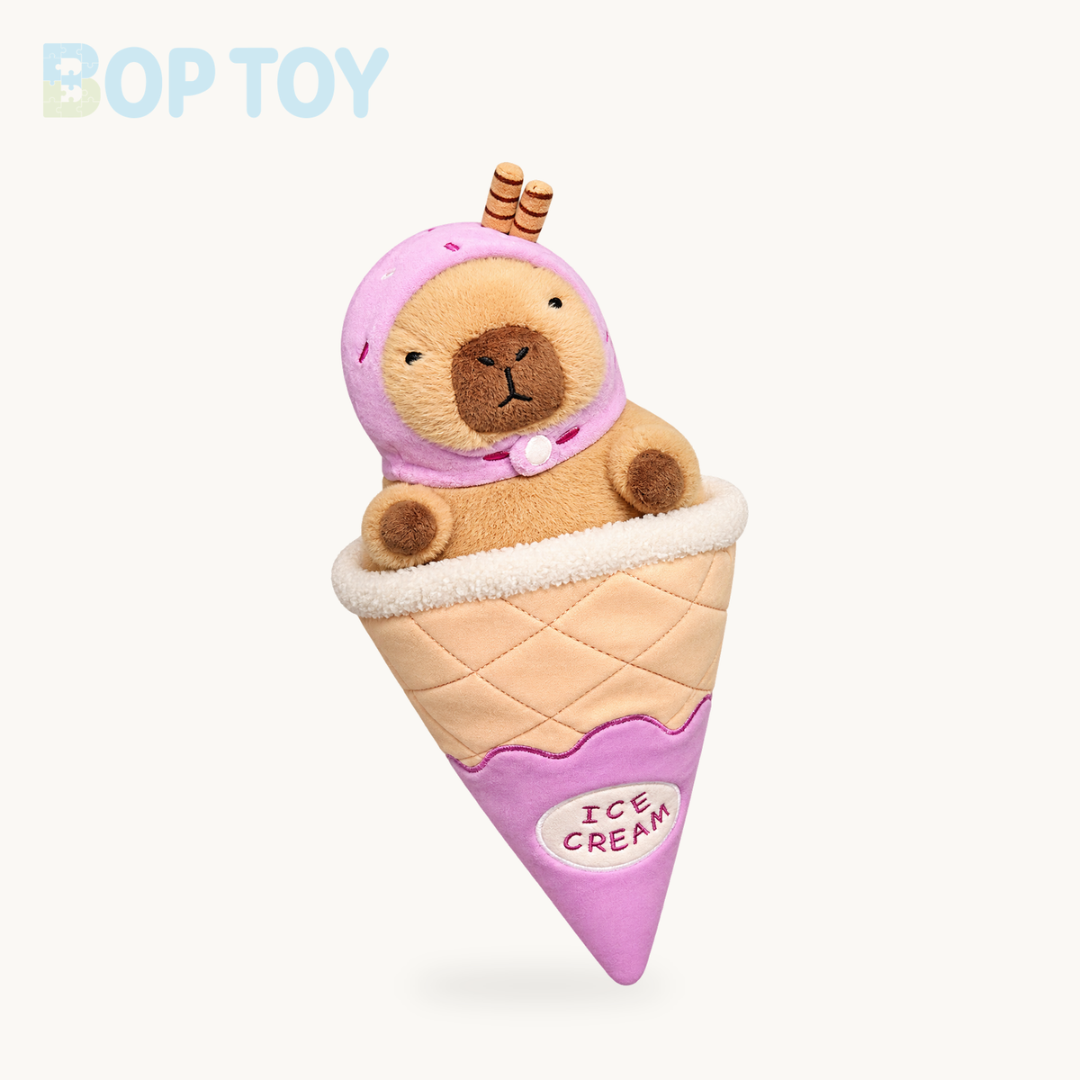 Ice Cream Capybara Plush Toy - Soft Dessert Animal & Nest, 8-13" | 20-33 cm – Purple ice cream / 20cm, Purple ice cream / 33cm