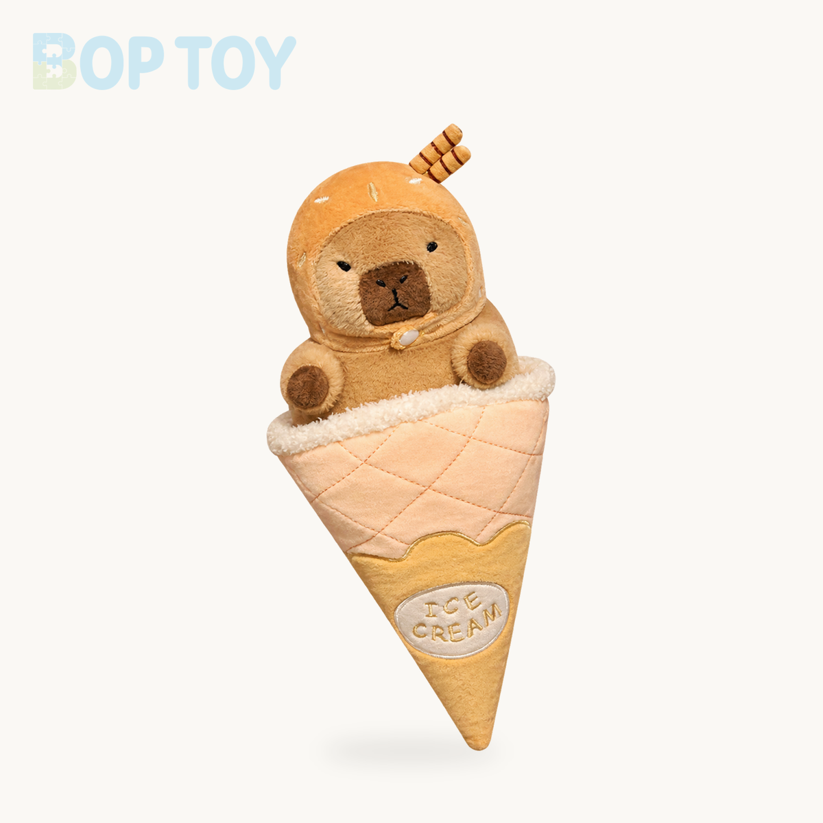 Ice Cream Capybara Plush Toy - Soft Dessert Animal & Nest, 8-13" | 20-33 cm – Brown ice cream / 20cm, Brown ice cream / 33cm