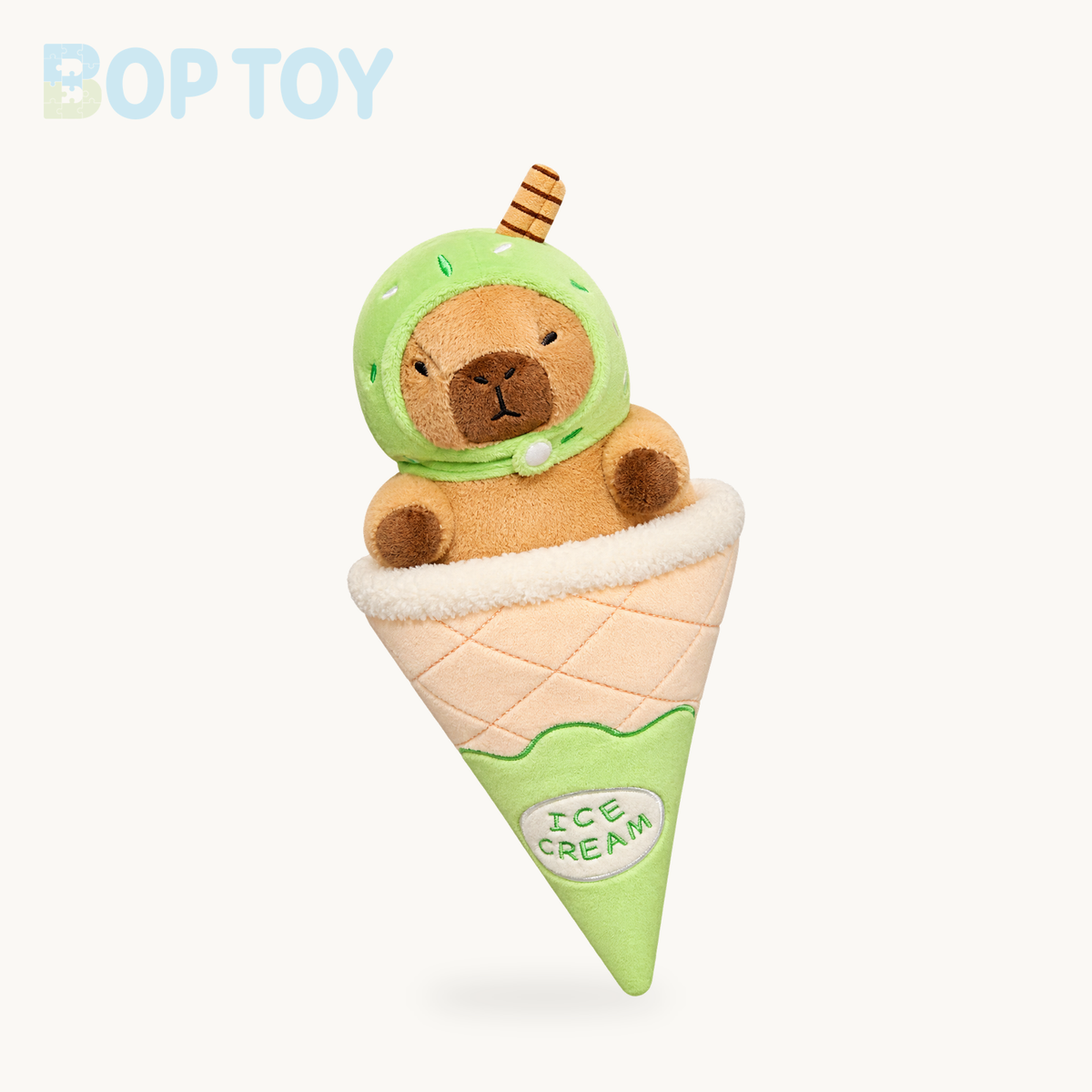 Ice Cream Capybara Plush Toy - Soft Dessert Animal & Nest, 8-13" | 20-33 cm – Green ice cream / 20cm, Green ice cream / 33cm