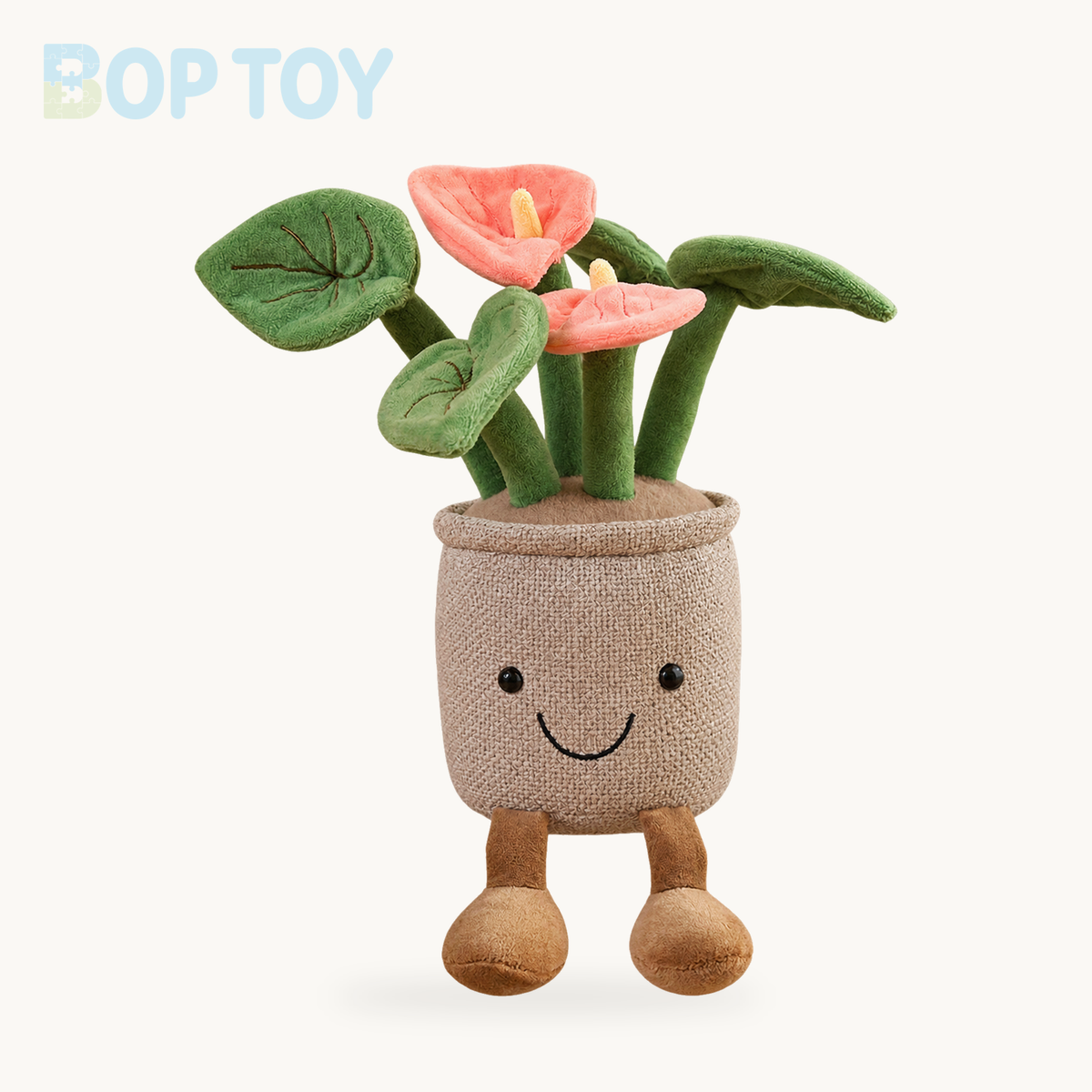 Smiling Anthurium Plush | Potted Flower Doll & Keychain Pendant – Pink anthurium 1 / 10cm pendant, Pink anthurium 1 / 35cm doll