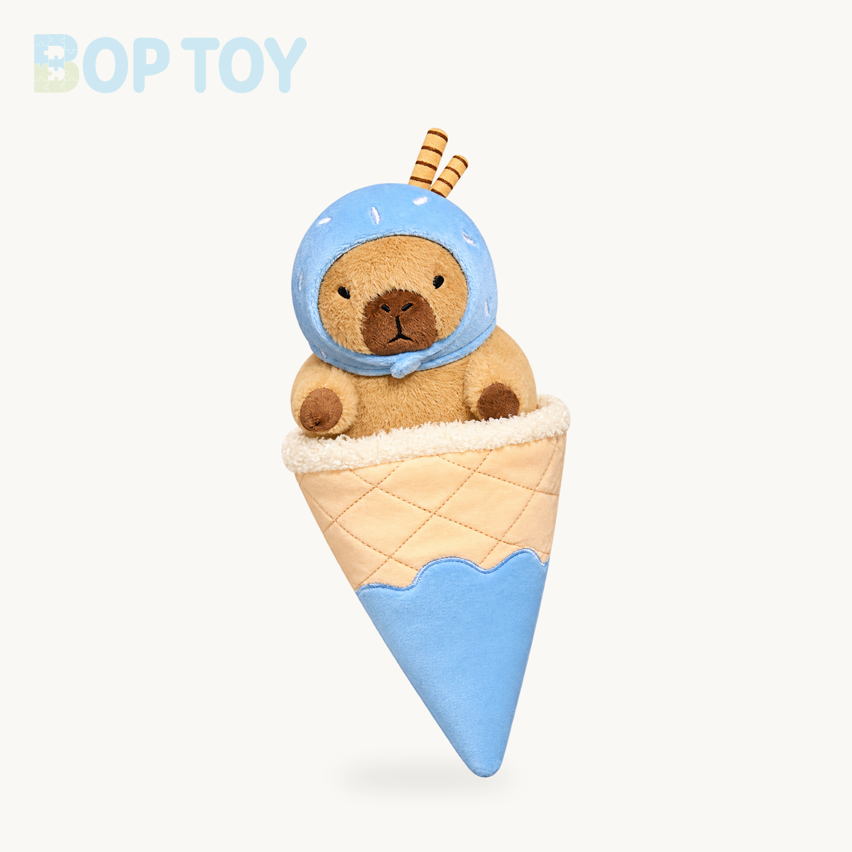 Ice Cream Capybara Plush Toy - Soft Dessert Animal & Nest, 8-13" | 20-33 cm – Blue ice cream / 20cm, Blue ice cream / 33cm