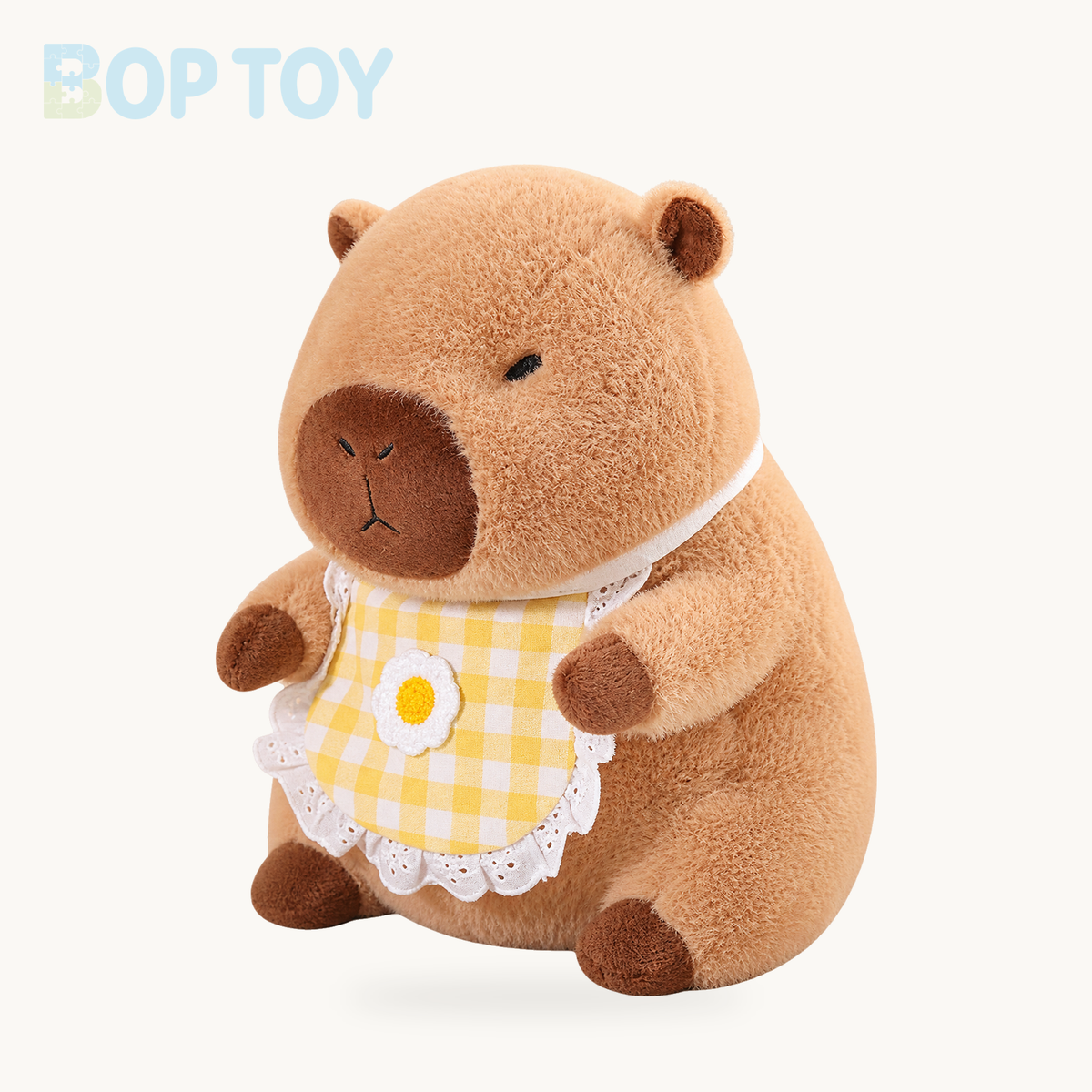 Baby Capybara Animal Dress-up Plushie Collection – 12in / 30cm / Yellow Apron, 16in / 40cm / Yellow Apron