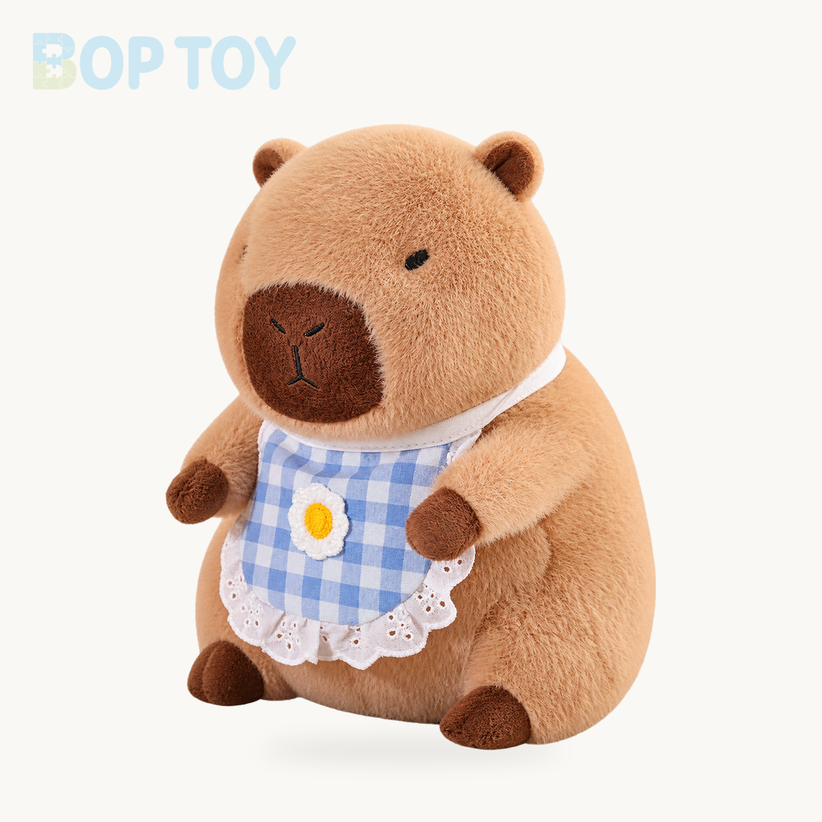 Baby Capybara Animal Dress-up Plushie Collection – 12in / 30cm / Blue Apron, 16in / 40cm / Blue Apron