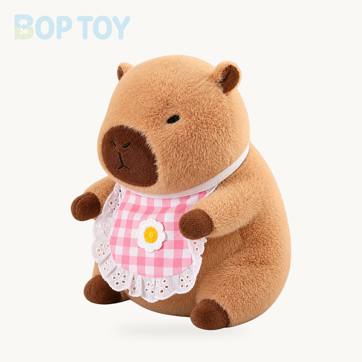 Baby Capybara Animal Dress-up Plushie Collection – 12in / 30cm / Pink Apron, 16in / 40cm / Pink Apron