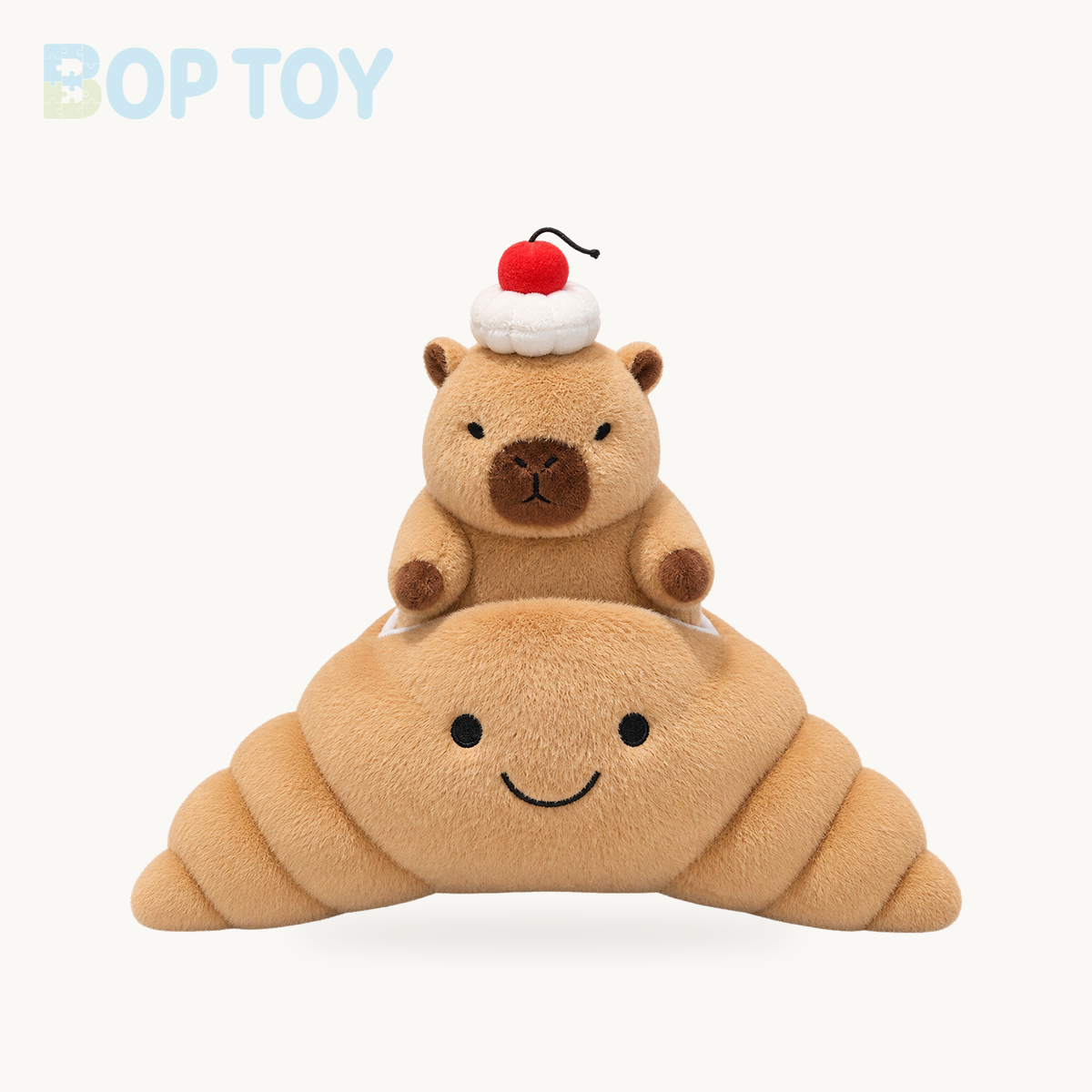 Ice Cream Capybara Plush Toy - Soft Dessert Animal & Nest, 8-13" | 20-33 cm – croissant / 20cm, croissant / 33cm
