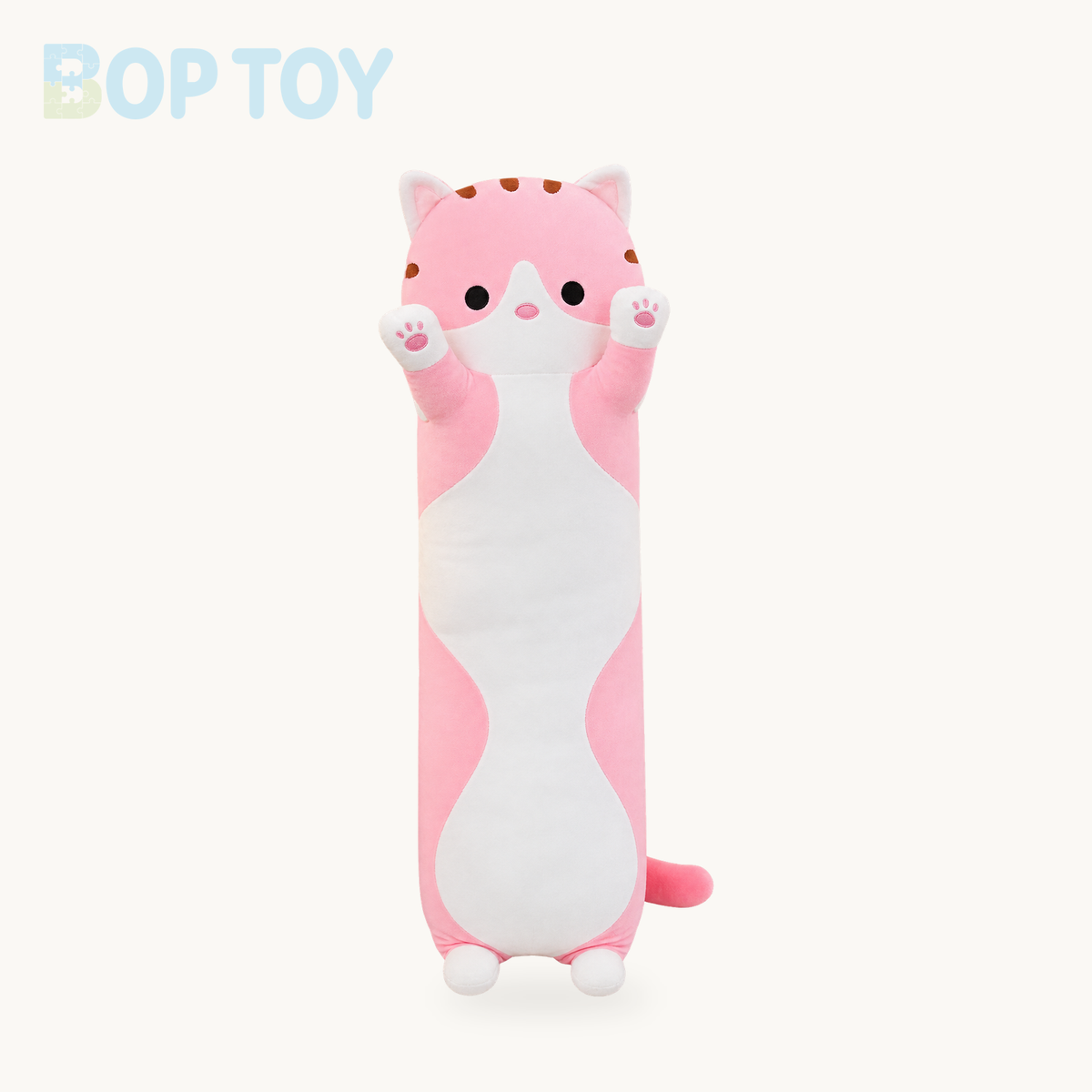 Long Snuggle Buddies Plushie Collection – Pink Cat / 27in / 70cm, Pink Cat / 35in / 90cm, Pink Cat / 43in / 110cm