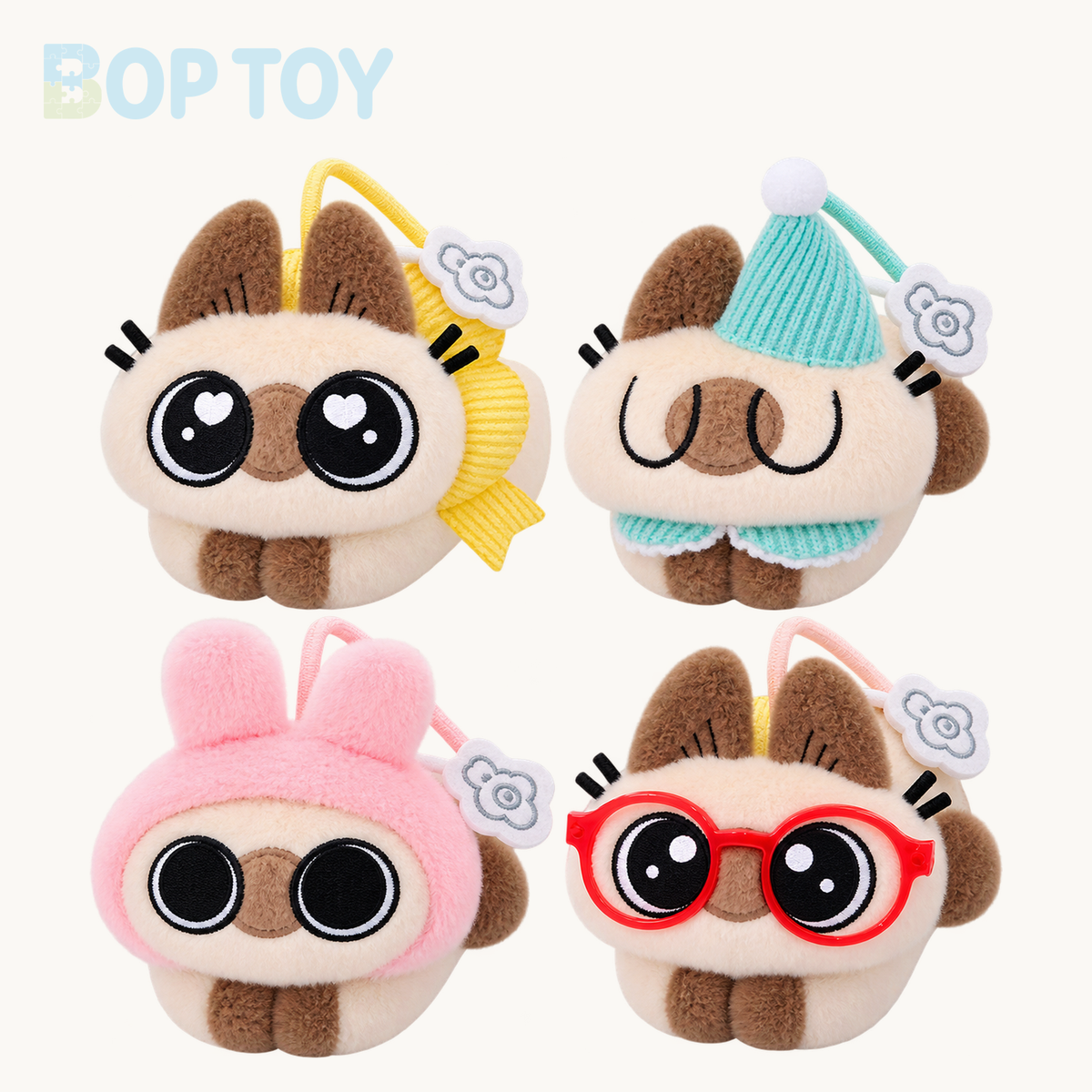 Azukisan Paw-Tucked Plush Clip Pendant Blind Box — Whole set of 4 variant