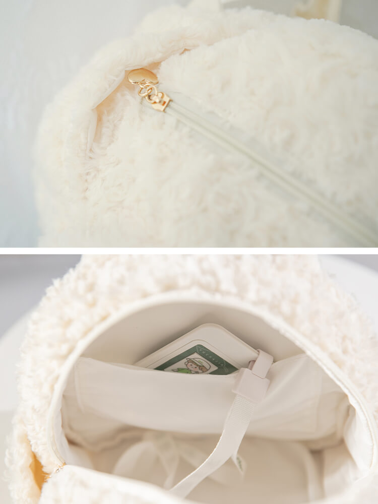 Cute Little Lamb Fluffy Backpack JK Plush Bag — image 4