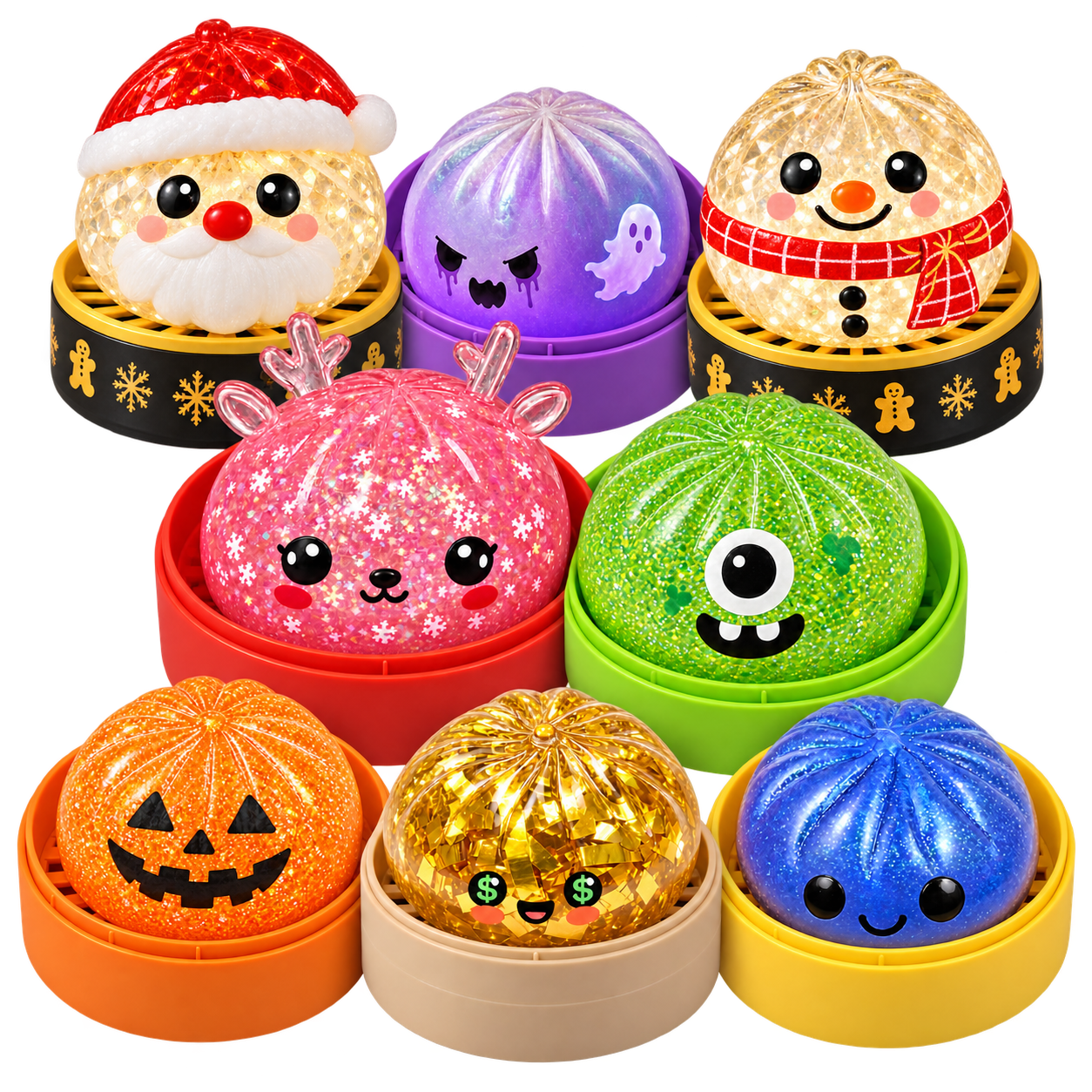 Christmas, Halloween and classic dumpling squishies